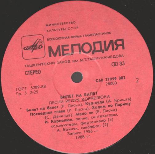 Игорь КОРНЕЛЮК. «Билет на балет»