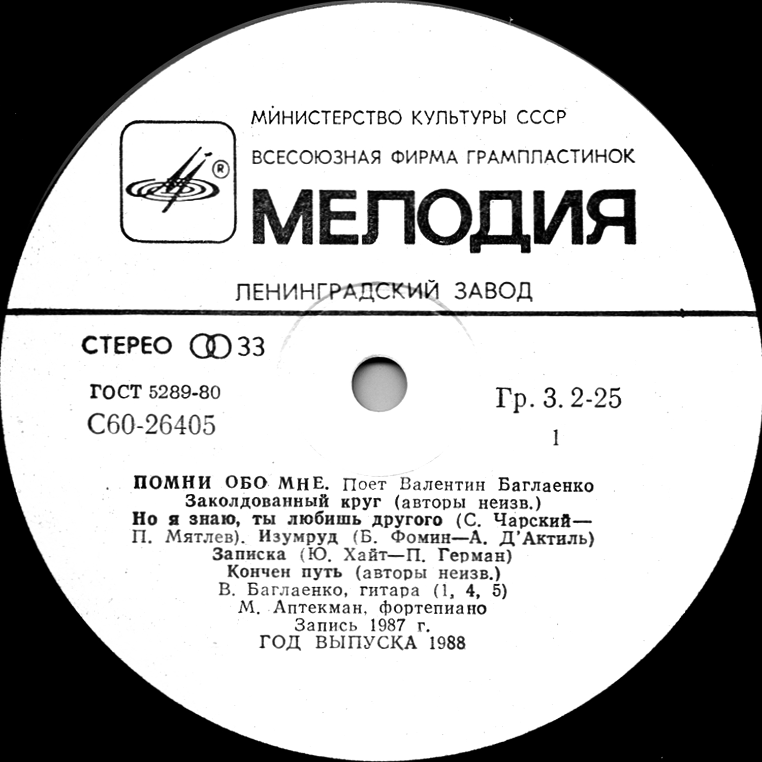 ПОЁТ ВАЛЕНТИН БАГЛАЕНКО. "Помни обо мне"