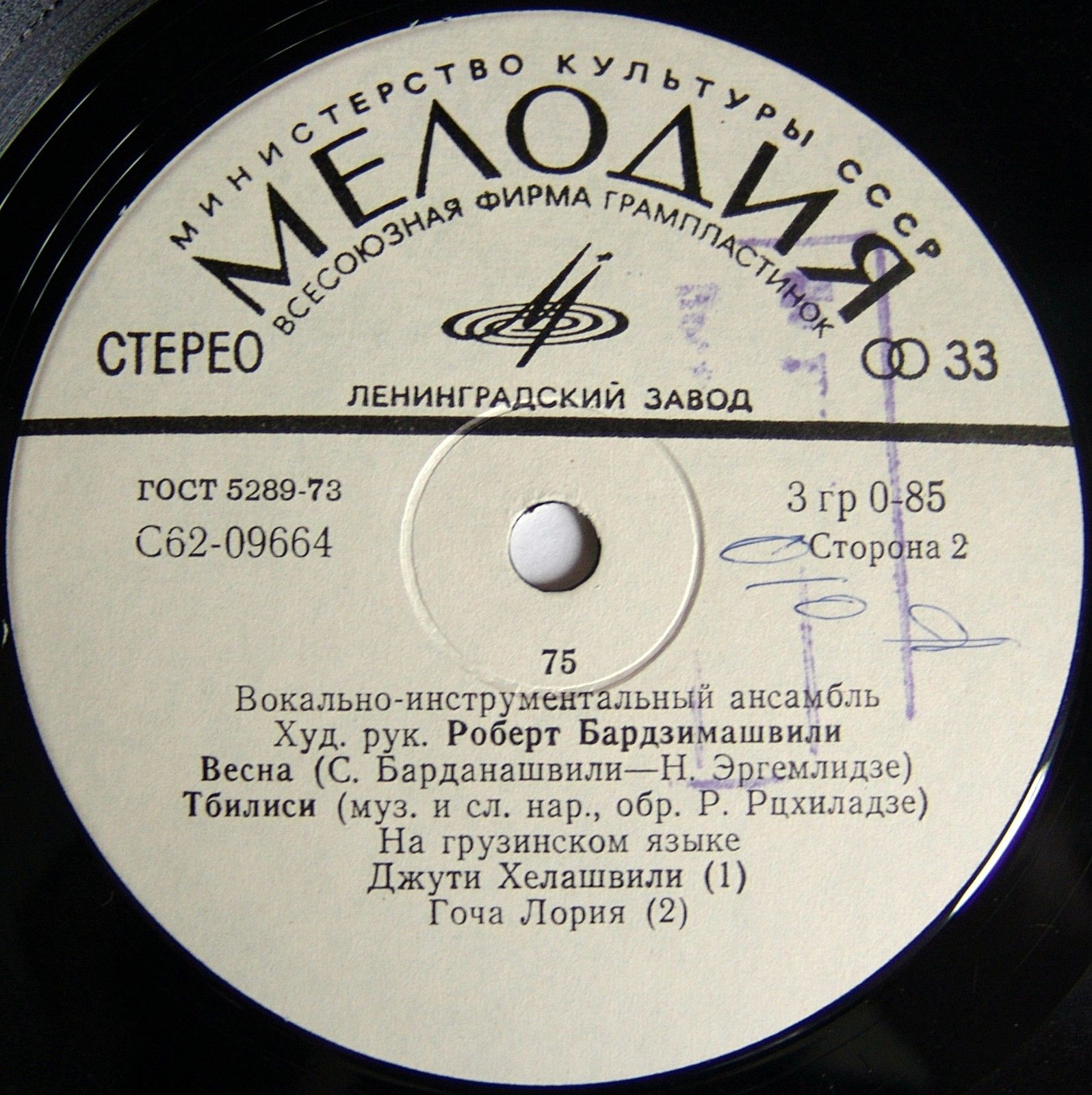 ВОКАЛЬНО-ИНСТРУМЕНТАЛЬНЫЙ АНСАМБЛЬ «75», худ. рук. Роберт Бардзимашвили