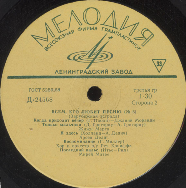 Всем, кто любит песню (№ 6). Зарубежная эстрада