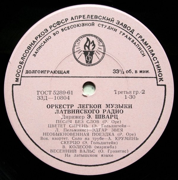 ОРКЕСТР ЛЕГКОЙ МУЗЫКИ ЛАТВИЙСКОГО РАДИО п/у Э. ШВАРЦА