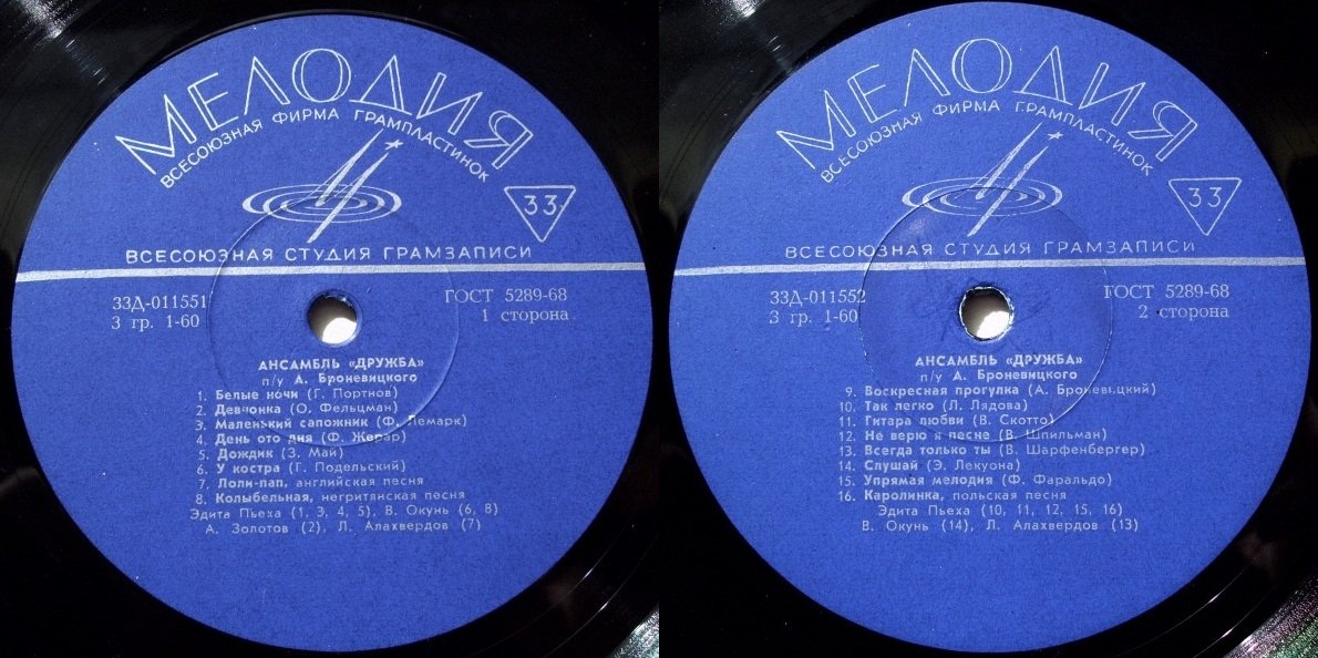 Ансамбль «Дружба», худ. рук. А.Броневицкий