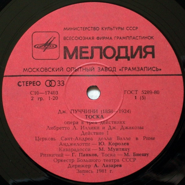 Дж. ПУЧЧИНИ (1858-1924): «Тоска», опера в трех действиях.