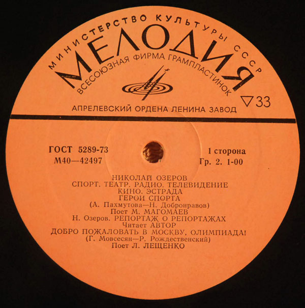 НИКОЛАЙ ОЗЕРОВ (Спорт. Театр. Радио. Телевидение. Кино. Эстрада).