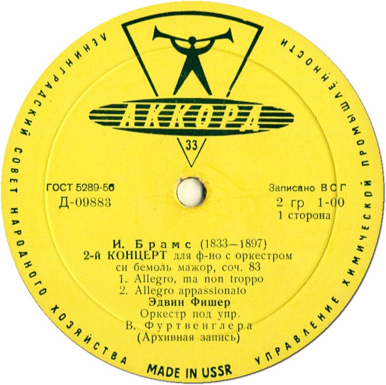 И. Брамс: Концерт № 2 для ф-но с оркестром (Э. Фишер, В. Фуртвенглер)