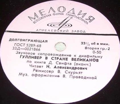 Звуковое сопровождение к диафильму "Гулливер в стране великанов"