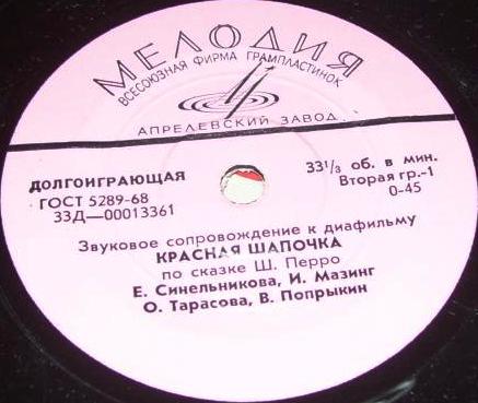 Звуковое сопровождение к диафильмам "Красная шапочка", "Сказки по телефону"