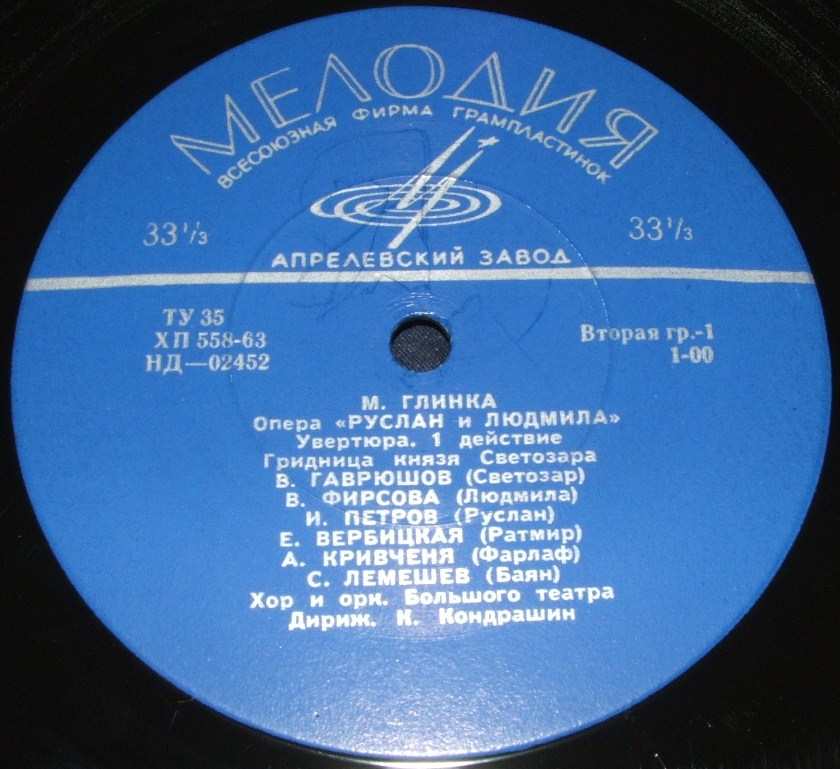 М. ГЛИНКА (1804–1857): «Руслан и Людмила», опера в 5 актах (К. Кондрашин)