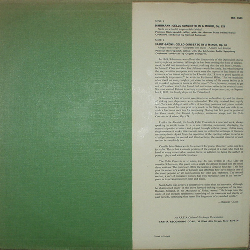 Р. Шуман, К. Сен-Санс. Играет М. Ростропович