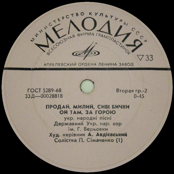 УКРАИНСКИЙ НАРОДНЫЙ ХОР им ВЕРЕВКИ