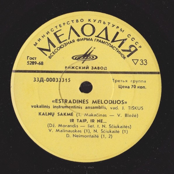 ESTRADINIS ANSAMBLIS "ESTRADINES MELODIJOS", vad. Juozas Tiskus