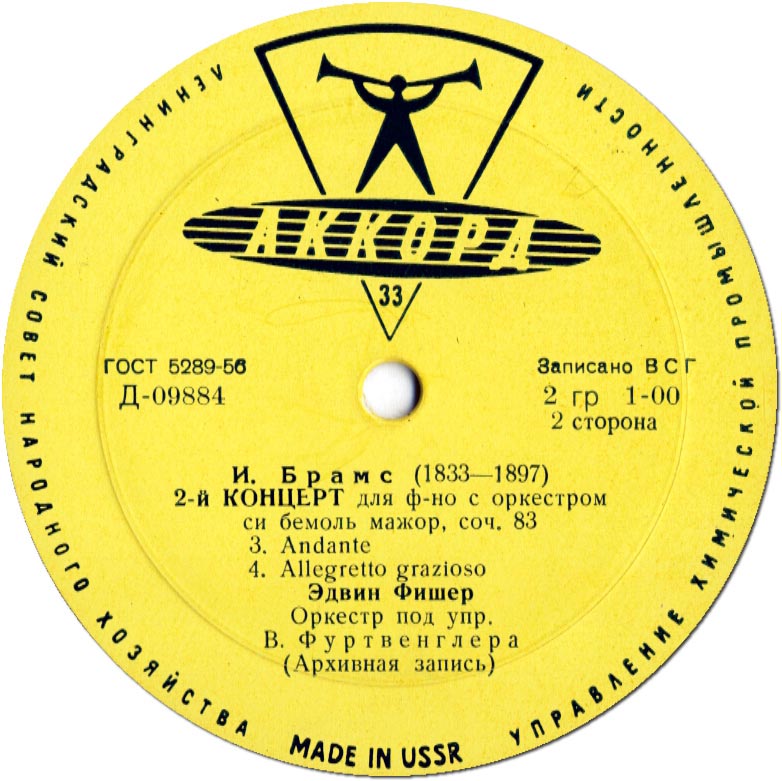И. Брамс: Концерт № 2 для ф-но с оркестром (Э. Фишер, В. Фуртвенглер)
