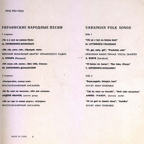 Украинские народные песни