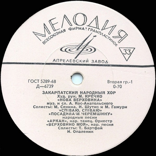 Гос. Закарпатский народный хор, худ. рук. М. Кречко