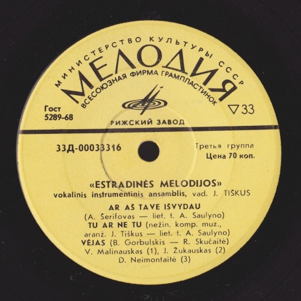 ESTRADINIS ANSAMBLIS "ESTRADINES MELODIJOS", vad. Juozas Tiskus