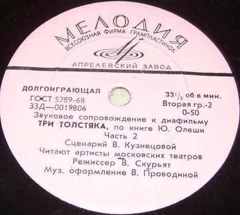 Звуковое сопровождение к диафильму "Три толстяка"