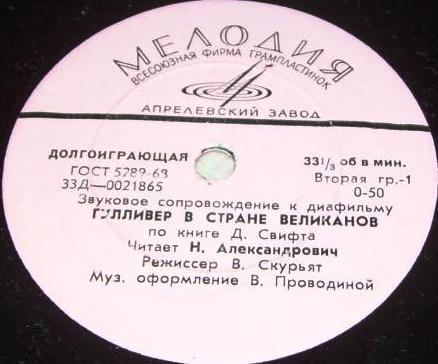 Звуковое сопровождение к диафильму "Гулливер в стране великанов"