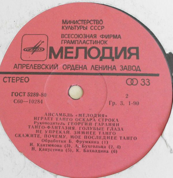 Ансамбль «Мелодия» играет танго Оскара Строка