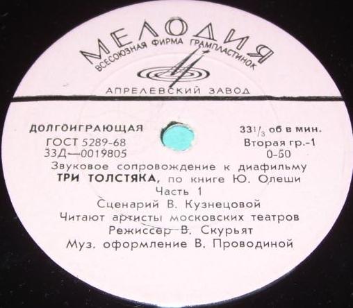 Звуковое сопровождение к диафильму "Три толстяка"
