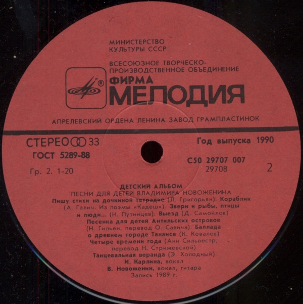 ДЕТСКИЙ АЛЬБОМ. Песни В. Новоженина: