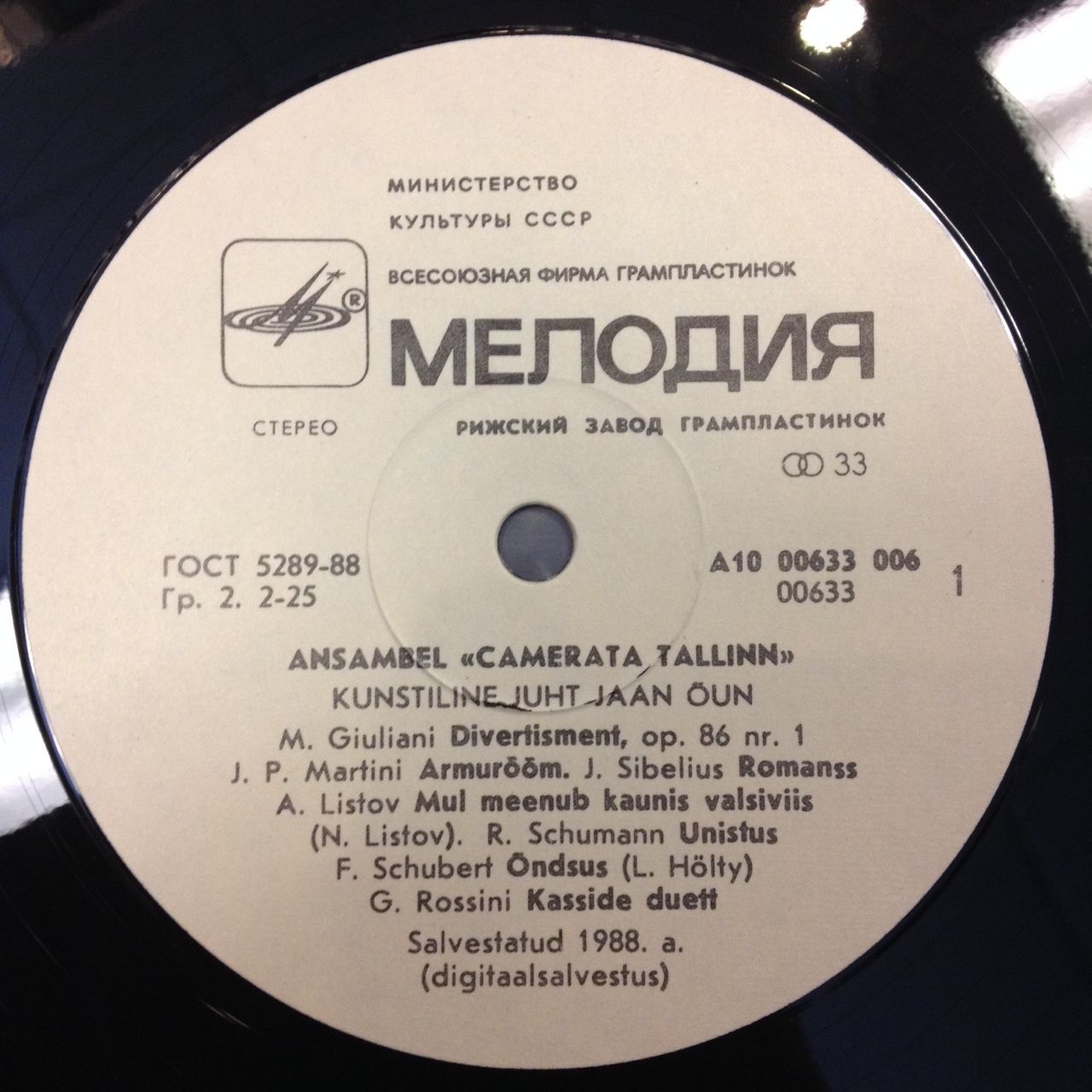 АНСАМБЛЬ «CAMERATA TALLINN», худ. рук. Яан Ыун