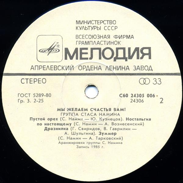 ГРУППА СТАСА НАМИНА «Мы желаем счастья вам!»