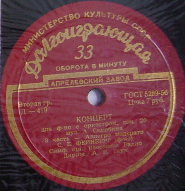 А. СКРЯБИН (1872–1915): Концерт для фортепиано с оркестром, соч. 20 (С. Фейнберг, А. Гаук)