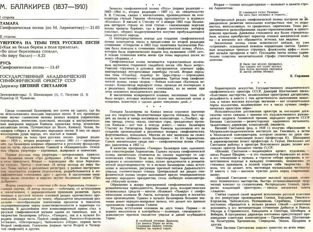 М. БАЛАКИРЕВ. Дирижирует Е. Светланов