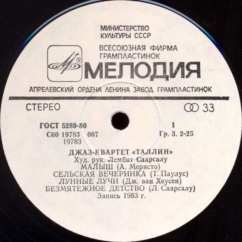 ДЖАЗ-КВАРТЕТ «ТАЛЛИН», худ. рук. Лембит Саарсалу