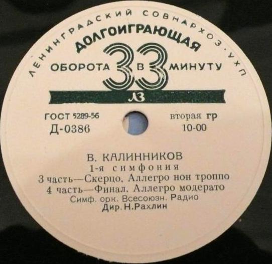 В. КАЛИННИКОВ (1866–1900): 1-я симфония (Н. Рахлин)