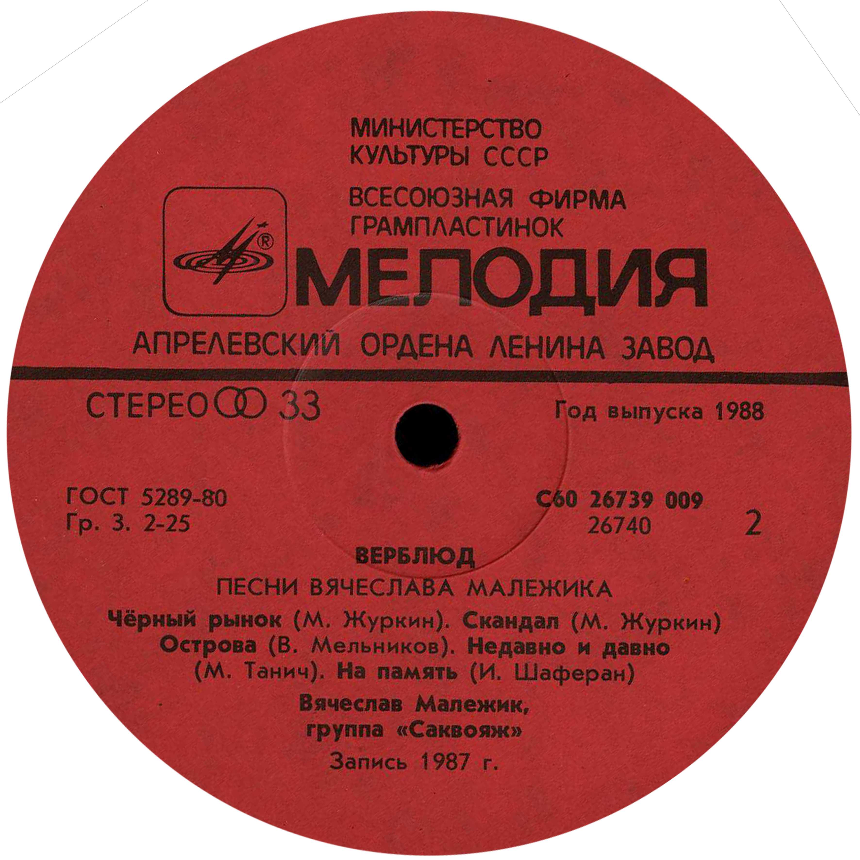 Верблюд - Песни Вячеслава Малежика