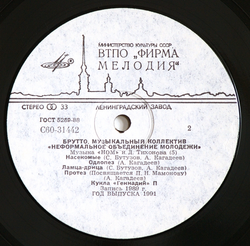 Музыкальный коллектив «НЕФОРМАЛЬНОЕ ОБЪЕДИНЕНИЕ МОЛОДЕЖИ». «Брутто»