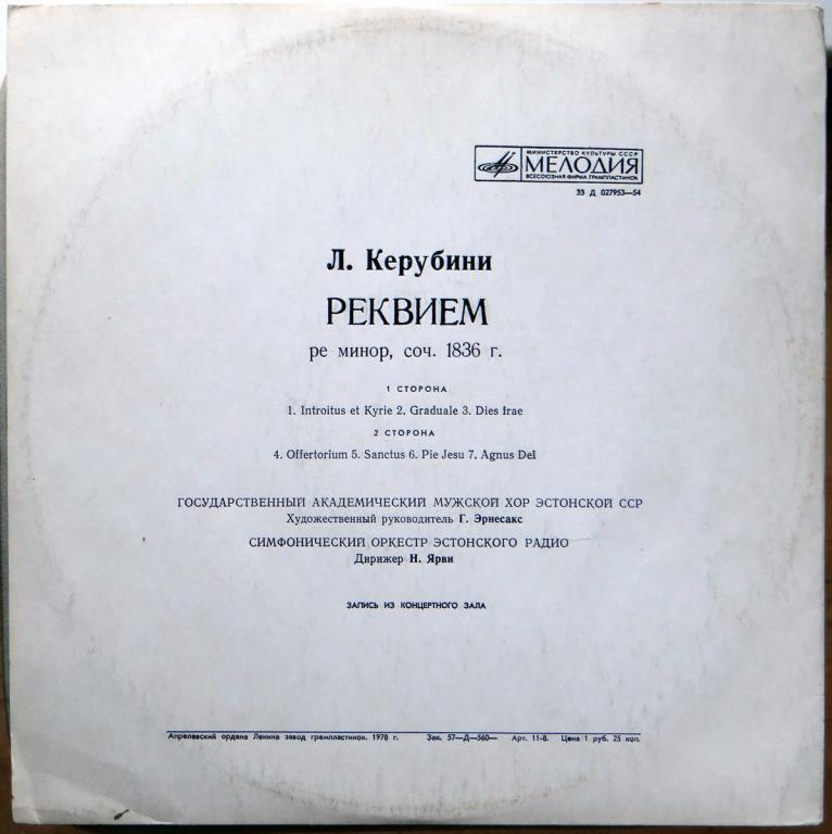 Л. КЕРУБИНИ (1760-1842) Реквием до минор (Г. Эрнесакс, Н. Ярви)