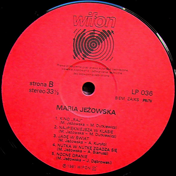 Maria Jeżowska [по заказу польской фирмы WIFON, LP 036]