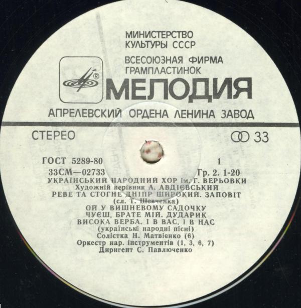 Украинский народный хор  им. Г. Веревки