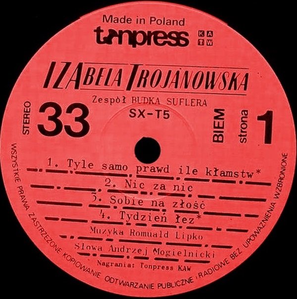 Izabela TROJANOWSKA i zespol 'Budka suflera" [по заказу польской фирмы TONPRESS, SX-T5]