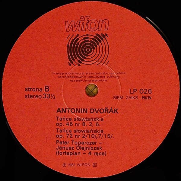 Janusz Olejniczak, Peter Toperczer. Brahms - Dvorak - Tańce [по заказу польской фирмы WIFON, LP 026]