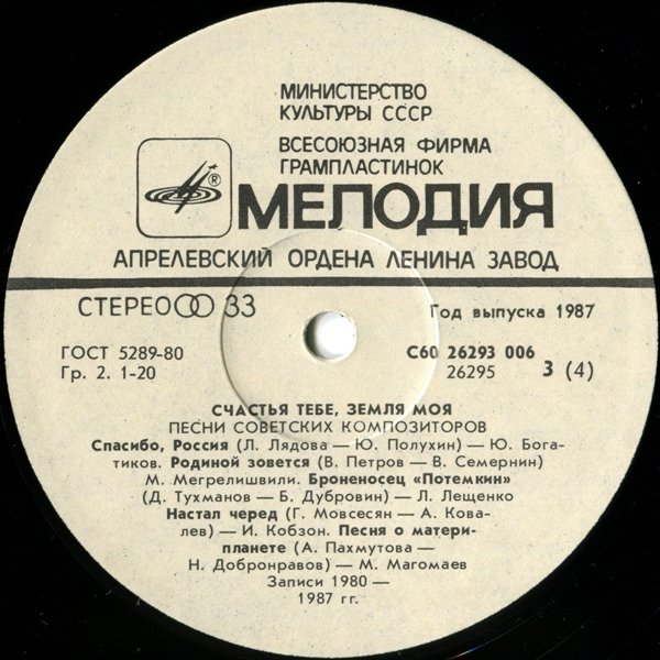 Счастья тебе, земля моя. Песни советских композиторов