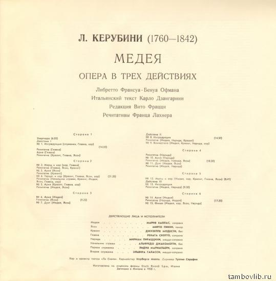Л. КЕРУБИНИ (1760-1842): «Медея», опера в трех действиях (на итальянском яз.)