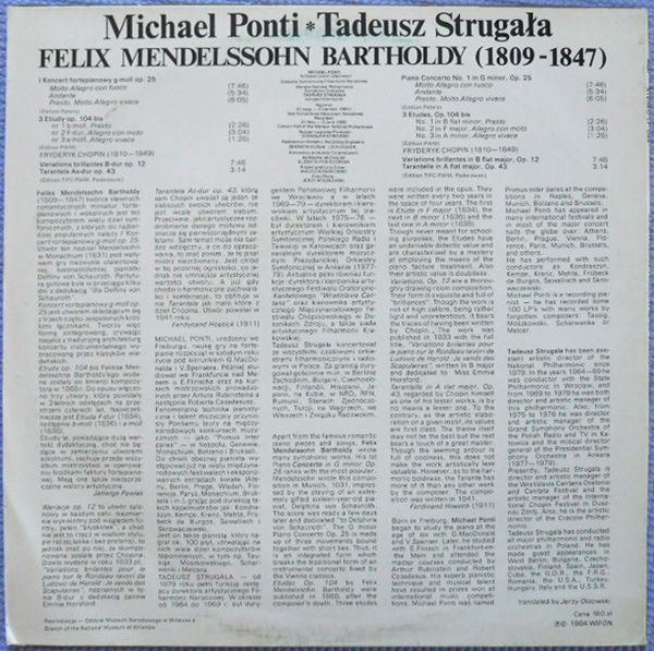 Mendelssohn -  Michael Ponti, Tadeusz Strugała,  [по заказу польской фирмы WIFON, LP 044]
