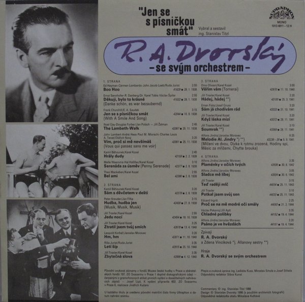 R. A. Dvorský Se Svým Orchestrem ‎– Jen Se S Písničkou Smát (1938-1944)  [по заказу чешской фирмы SUPRAPHON, 1013 4911-12]