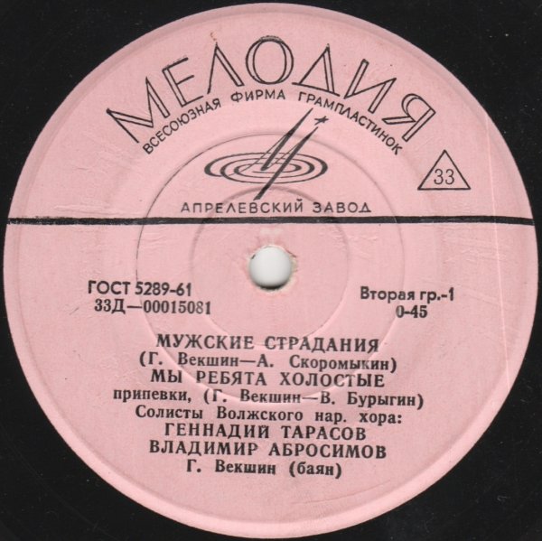 СОЛИСТЫ ГОС. ВОЛЖСКОГО РУССКО­ГО НАР. ХОРА