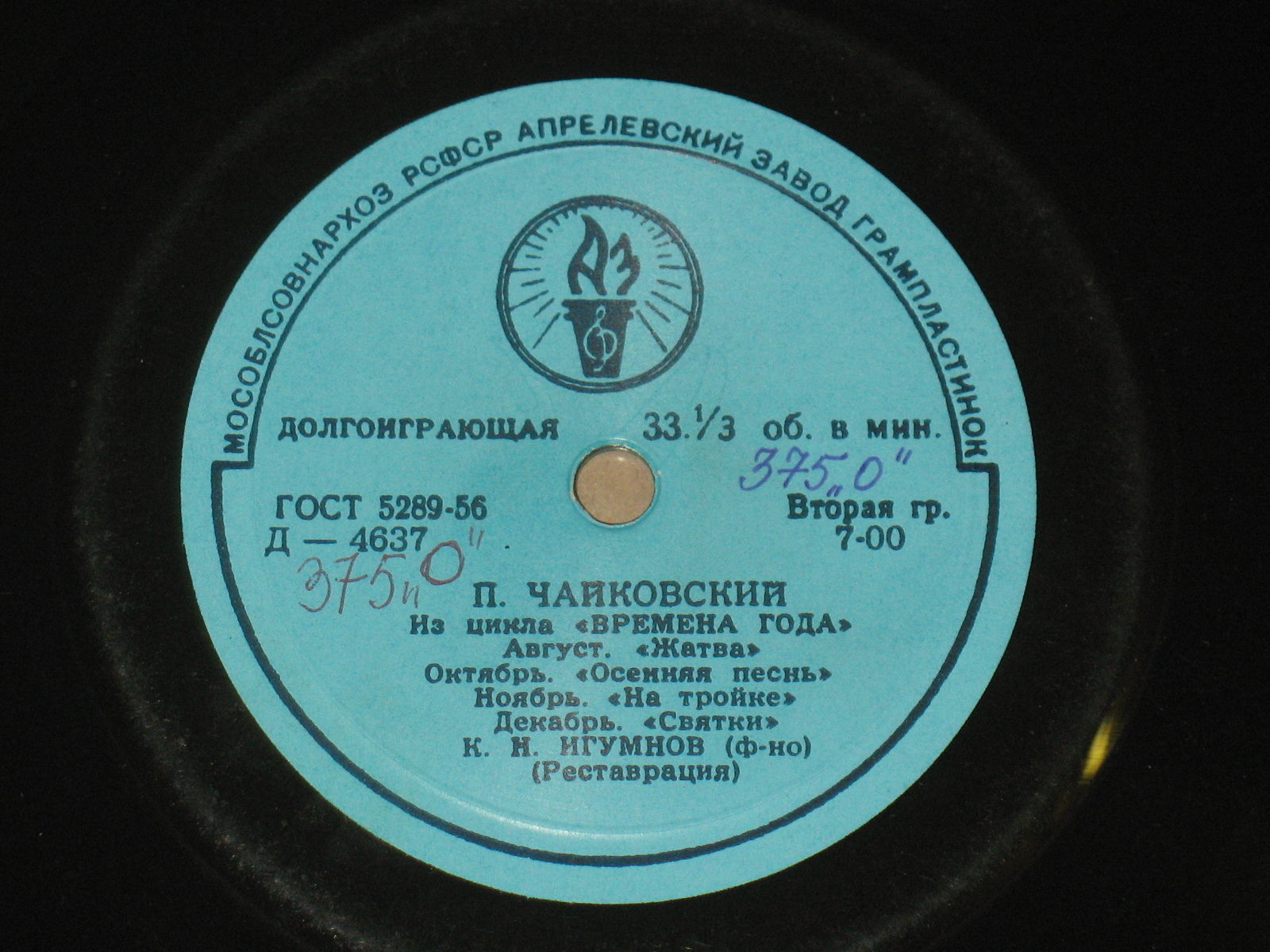 П. Чайковский: Из цикла "Времена года" (К. Игумнов, ф-но)