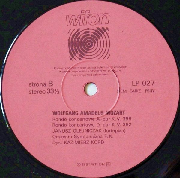Mozart - Olejniczak, Kord   [по заказу польской фирмы WIFON, LP 027]