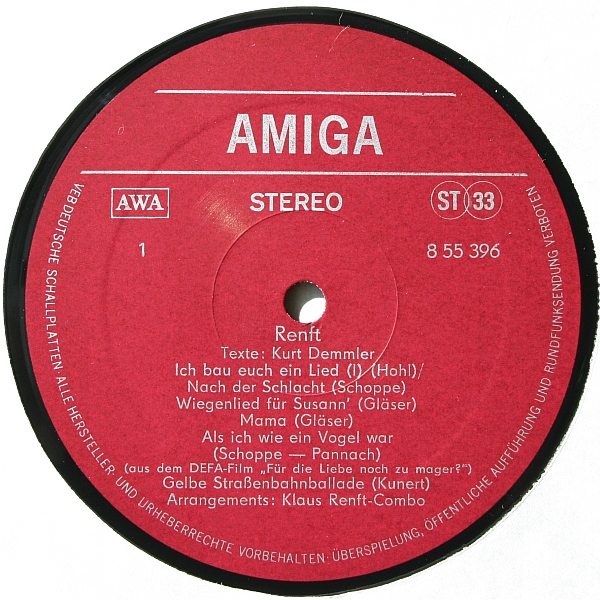 KLAUS RENFT-COMBO [по заказу немецкой фирмы AMIGA, 8 55 396]