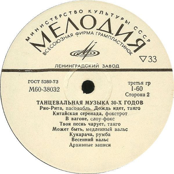 Танцевальная музыка 30-х годов