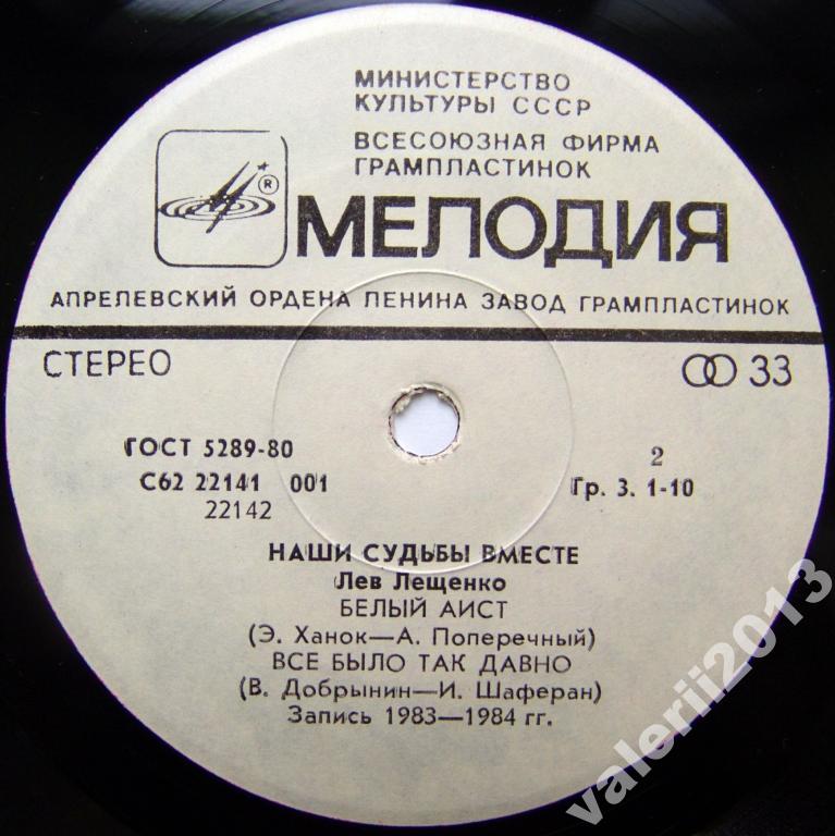 Лев ЛЕЩЕНКО. «Наши судьбы вместе»