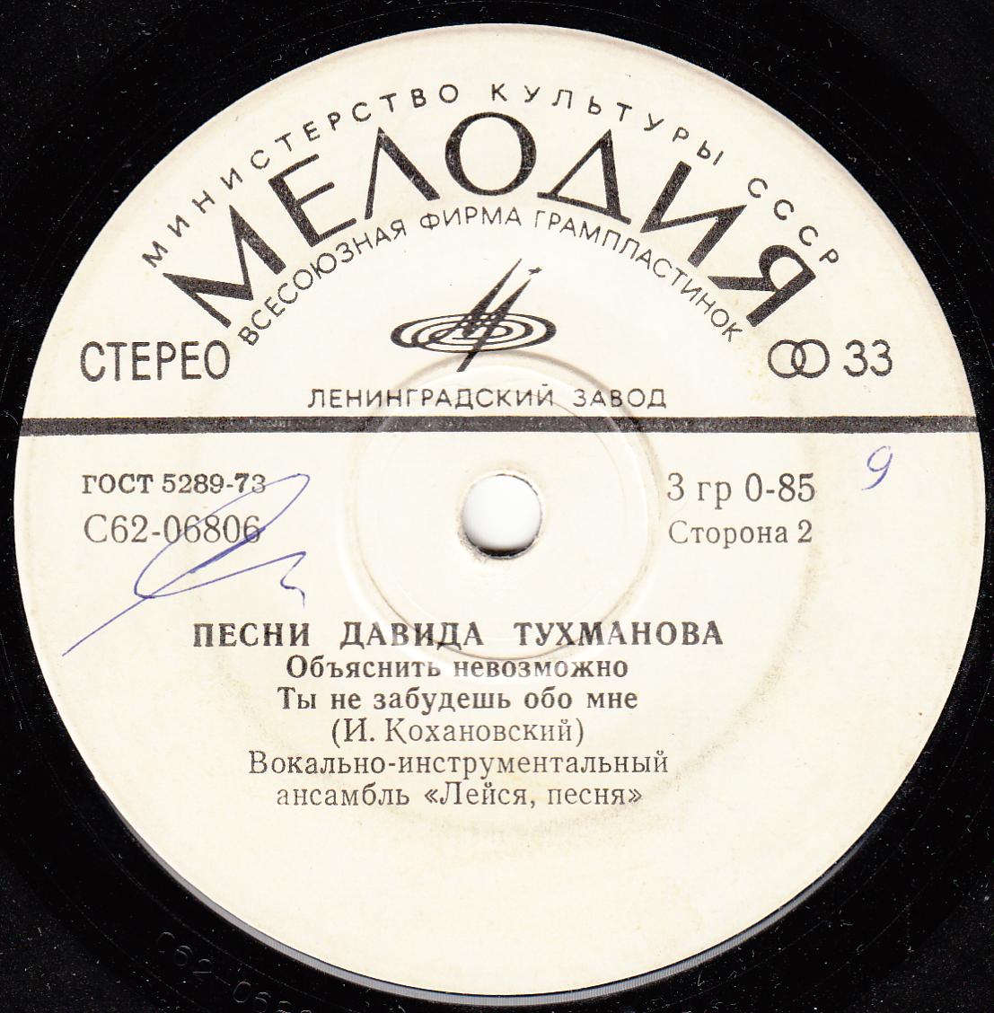 ВИА «Лейся, песня». Песни Давида Тухманова