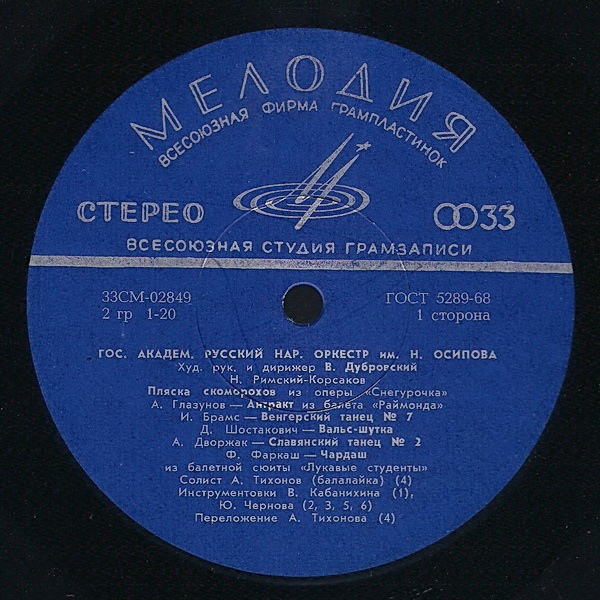 ГОС. АКАДЕМ. РУССКИЙ НАР. ОРКЕСТР им. Н. ОСИПОВА, худ. рук. и дирижер В. Дубровский