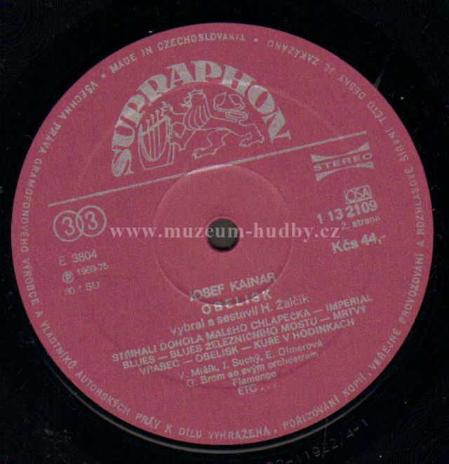 Josef Kainar ‎– Obelisk [по заказу чешской  фирмы SUPRAPHON, 1 13 2109]